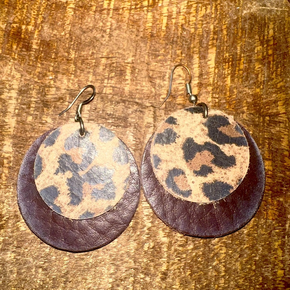Leather Cheetah Earrings